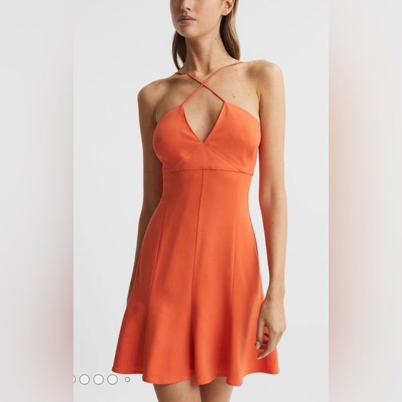 Reiss TRINA STRAPPY MINI DRESS IN ORANGE - Picture 1 of 9